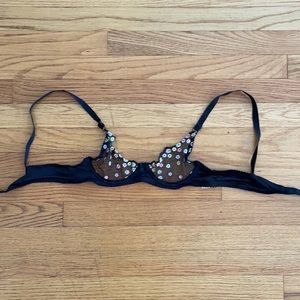 Small black sheer floral print bra